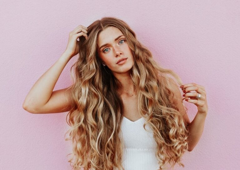 Balayage hair with shampoo bottles