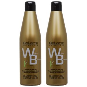4-3 - Beautygab Two gold Salerm WB shampoo bottles for white and bleached hair