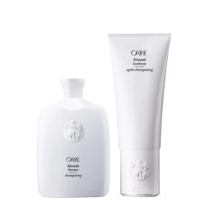 7-2 - Beautygab White Oribe Silverati shampoo bottle beside its conditioner tube