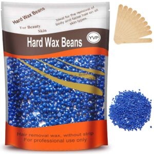 2-2 - Beautygab Pouch of Yovanpur hard wax beans with blue beads and wooden spatulas