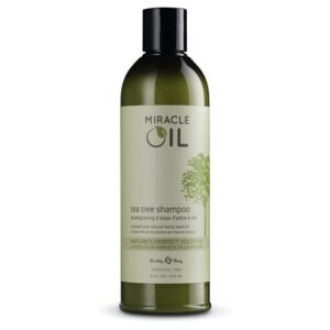 2-21 - Beautygab Olive green bottle of Earthly Body Miracle Oil tea tree shampoo