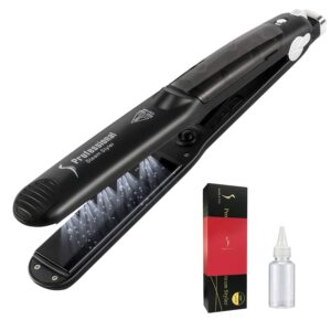 2-63 - Beautygab DORISILK professional steam styler in black beside its refill oil bottle