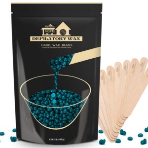 8-2 - Beautygab Black Lifestance pouch with teal wax beads pouring into a bowl
