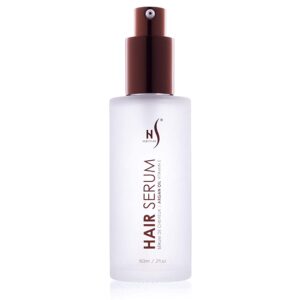 8-29 - Beautygab HerStyler hair serum in a frosted white bottle with a bronze pump
