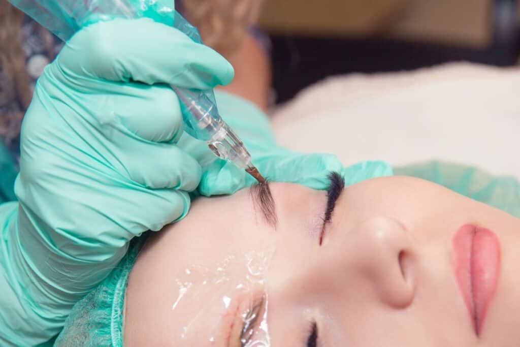 I Drank Coffee Before Microblading - Beautygab Woman Undergoing Microblading Procedure