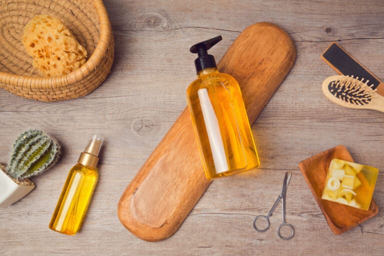 French pharmacy shampoo bottles