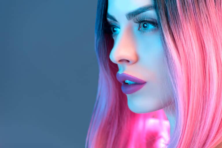 Woman Wearing Pink Wig