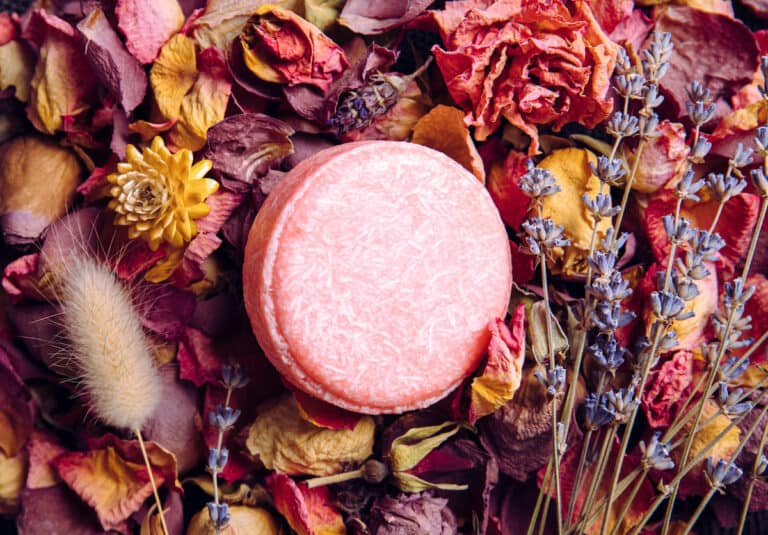 Shampoo Bar on Dried Flowers