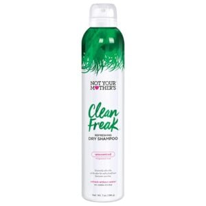 10-4 - Beautygab Not Your Mother's Clean Freak refreshing dry shampoo in a white can with green leaves