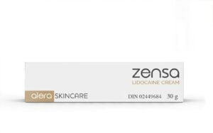 3-29 - Beautygab Flat white Zensa Lidocaine Cream carton by Alera Skincare, 30 g size