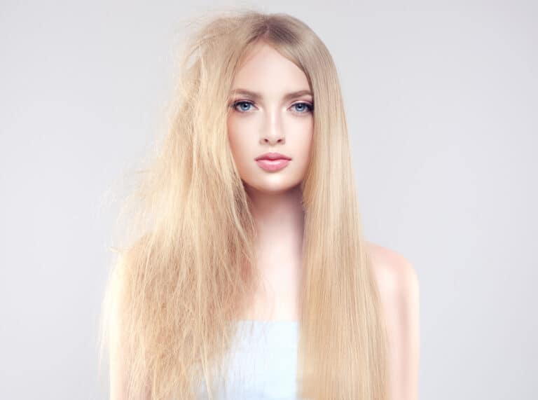 Woman with smooth and unbrushed hair