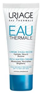 4-19 - Beautygab Uriage Eau Thermale Rich Water Cream tube in white and blue with water droplets across the label