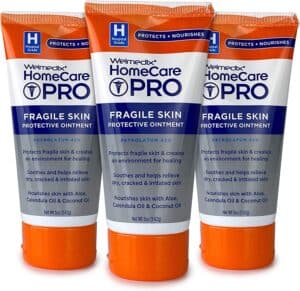 8-2 - Beautygab Three orange and white Welmedix HomeCare PRO Fragile Skin Protective Ointment tubes side by side