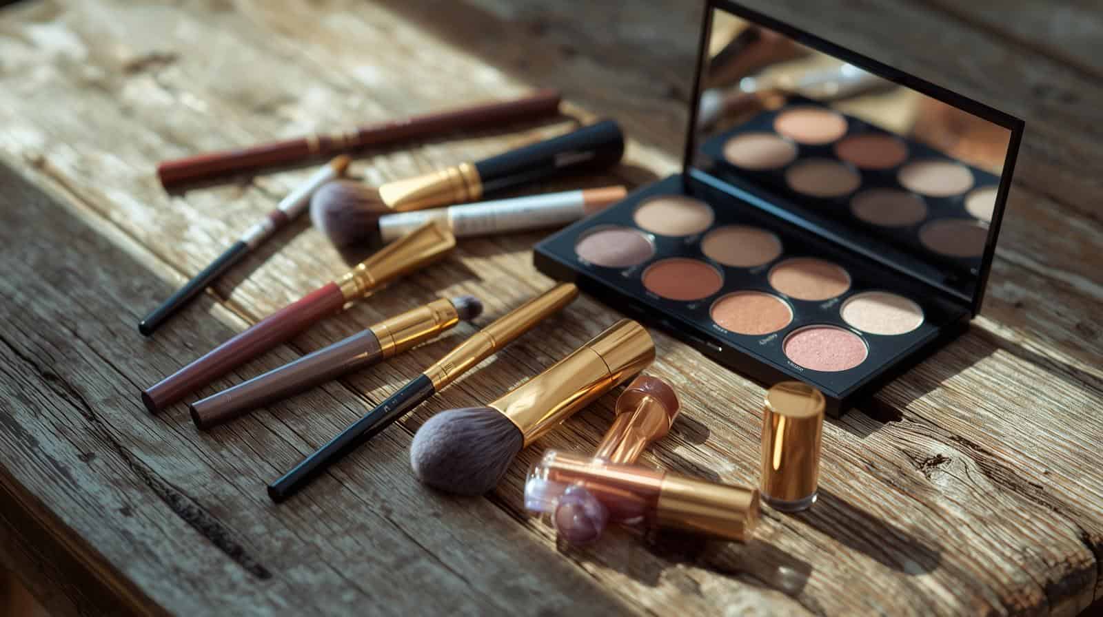 Makeup Kit - Beautygab Small makeup kit on a wooden table, the size that works as a stocking stuffer