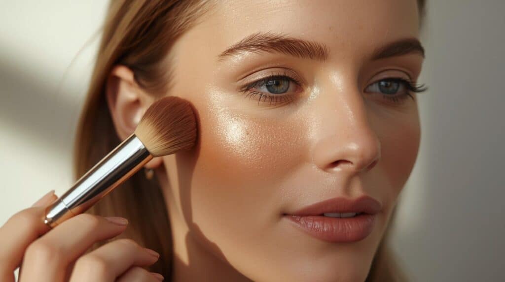 a woman applying a Bronzer - Beautygab applying a Bronzer