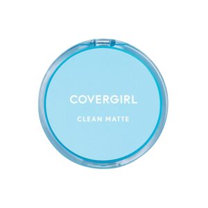 4-4 - Beautygab Light blue translucent CoverGirl Clean Matte pressed powder compact, closed