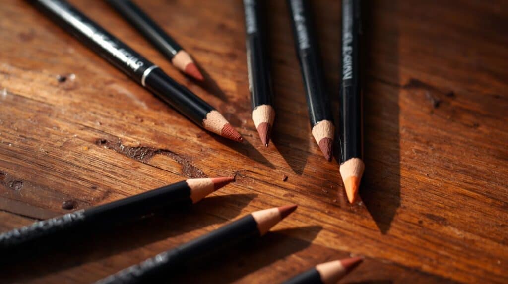 Lip Liner Dupes in a wooden table - Beautygab Lip Liner Dupes
