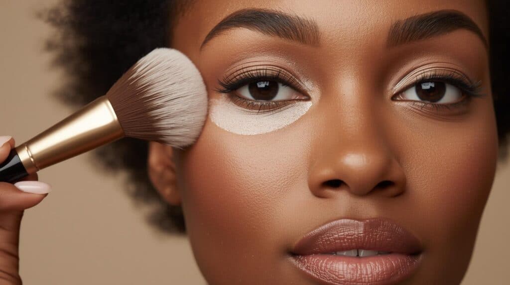woman under-eye setting powder - Beautygab under-eye setting powder
