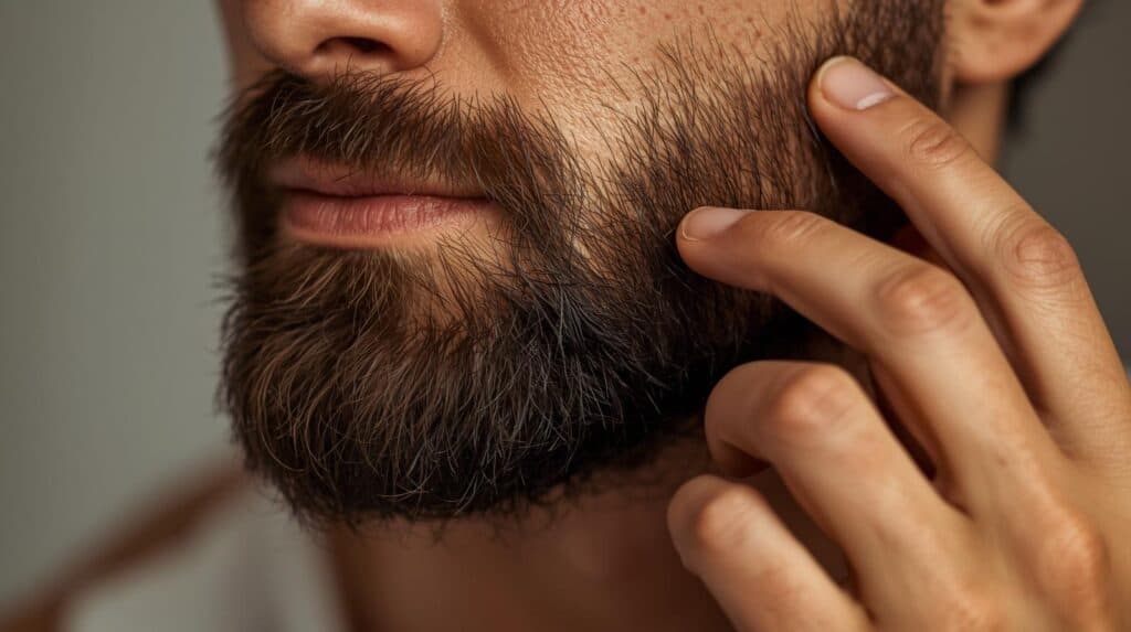 a man Using Beard balm - Beautygab Using Both