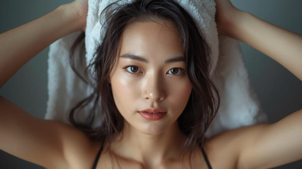 woman Towel-Dried Hair - Beautygab Towel-Dried Hair