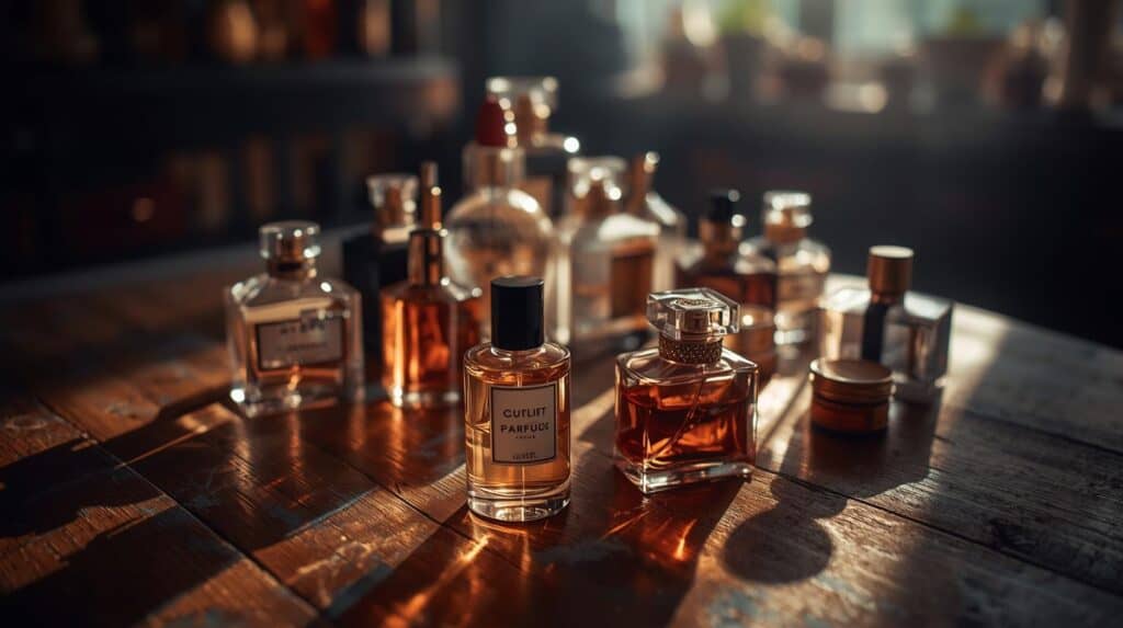 diffrent women Perfumes in a wooden table - Beautygab Perfumes