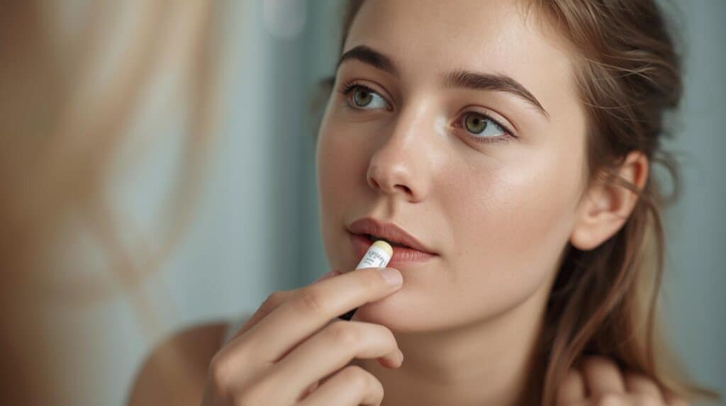 a women applying a lip blam - Beautygab lip blam