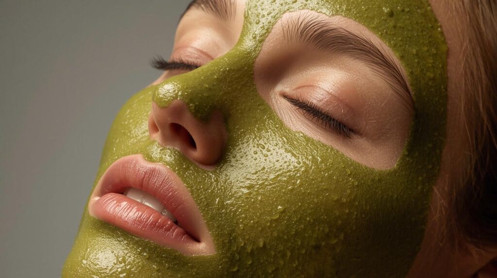 women with green Oil face mask - Beautygab Oil