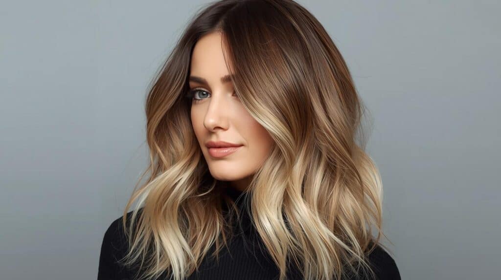 woman hair brown on roots and gradually turns blonde on the end - Beautygab