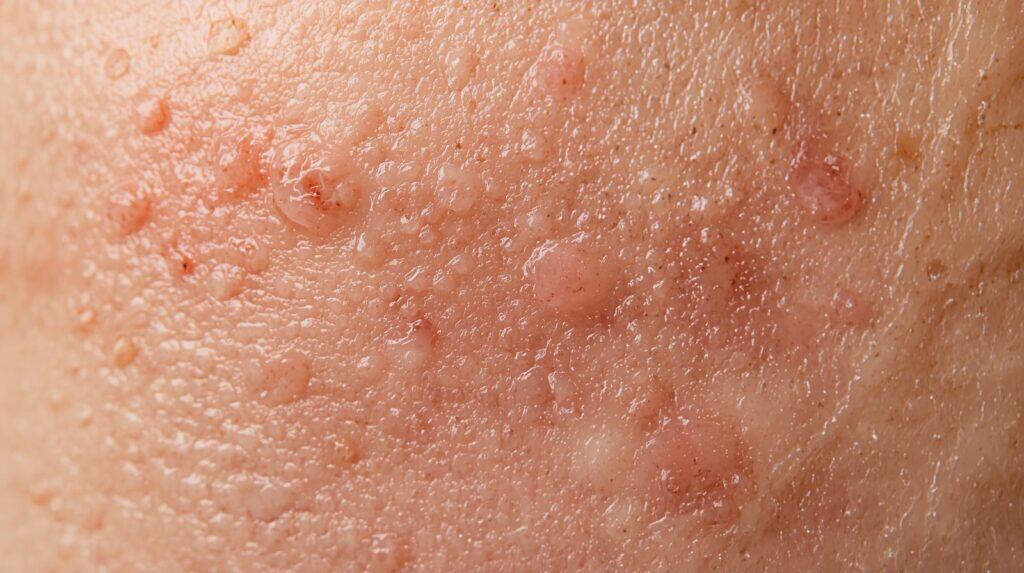 Acne closeup - Beautygab Collection of back scrubbers for acne-prone skin