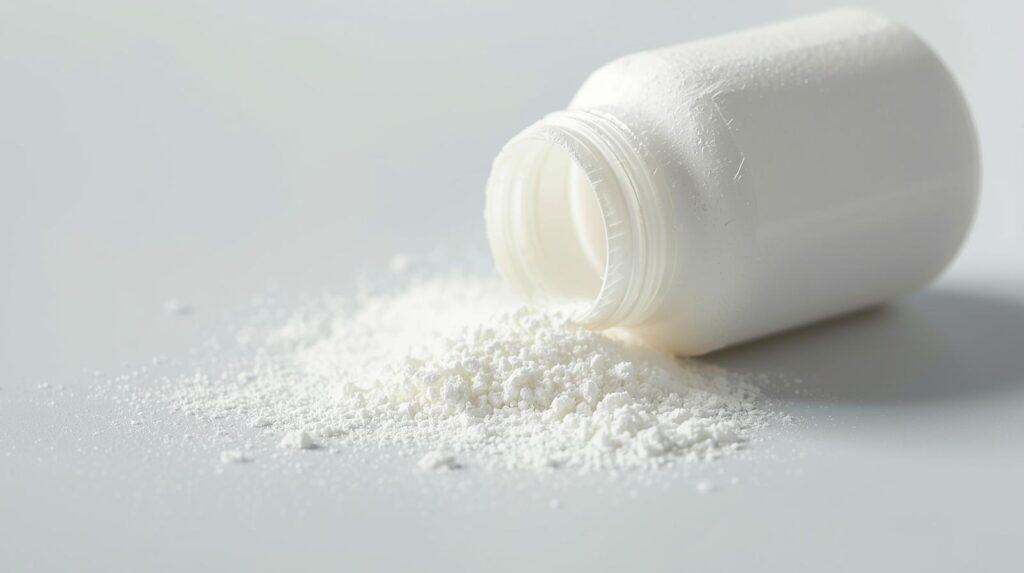 Baby Powder bottle with powder around it - Beautygab Baby Powder