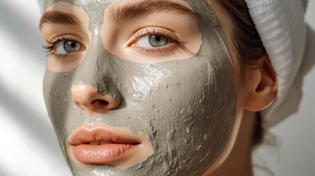 Bentonite Clay on woman face - Beautygab Bentonite Clay