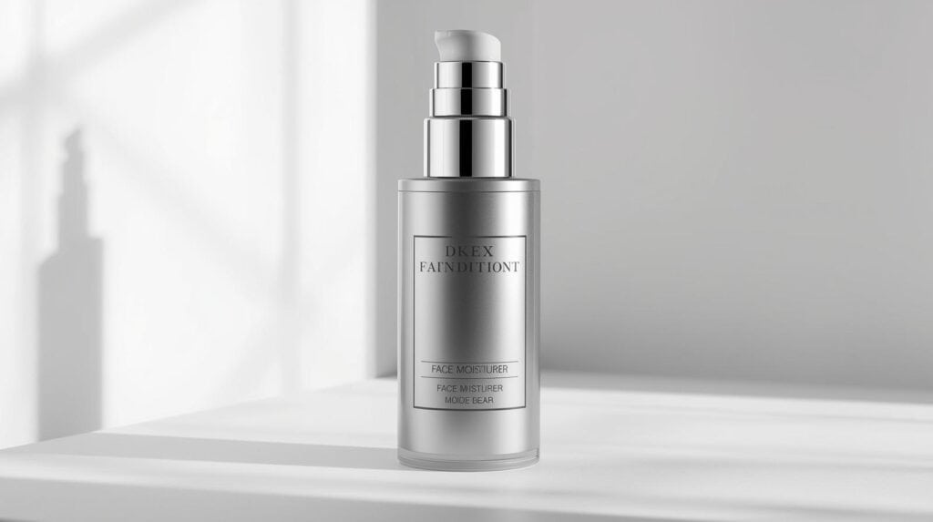 Face moisturizer bottle on a plain background