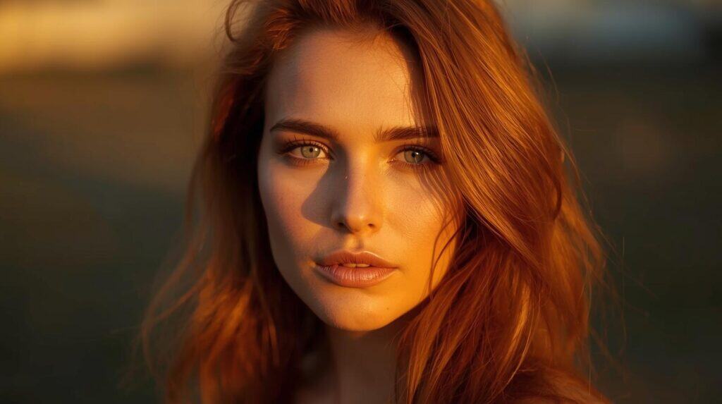 warm skin woman with Copper hair color - Beautygab Copper hair color