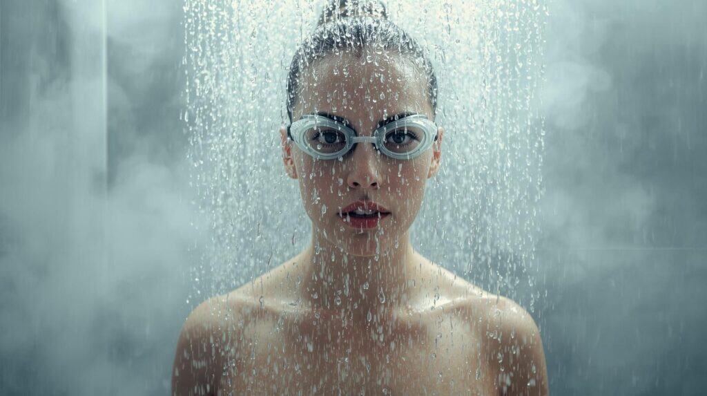 woman using Goggles in the Shower - Beautygab Shower Goggles