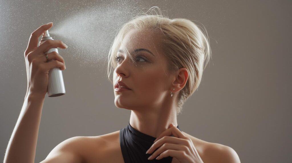 woman using a Hair Sprays - Beautygab Hair Sprays
